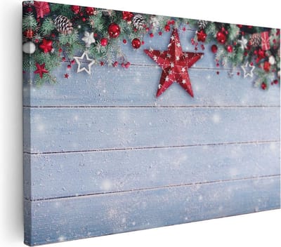 Artaza Canvas Schilderij Winterlandschap - 30x20 cm - Klein - Wanddecoratie Kerst - Muurdecoratie Sneeuw - Schilderijen Op Canvas