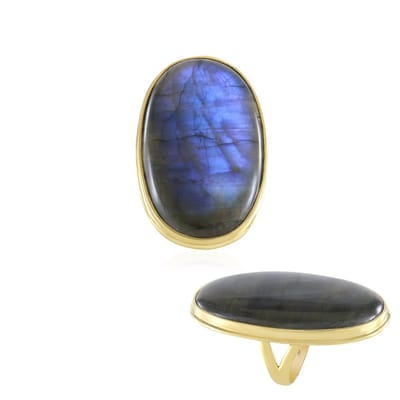 Cavill - 925 Sterling Zilveren Ring met 0,81 ct Ovale Labradoriet - Handgemaakt Elegant Sieraad - Maat 16 & 17