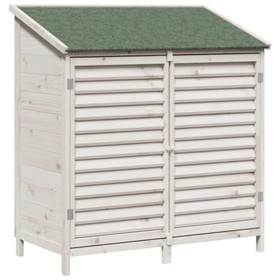 vidaXL - Tuin - Shed - met - dak - Wit - 106 - x - 56 - x - 113,5 - cm - Massief - Vurenhout