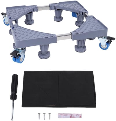 Dailygoods- Koelkaststandaard Verstelbaar - Mobiele Basis - 4 Vergrendelingswielen - Tot 180 Kilogram - Geschikt voor Wasmachine/Droger - Meubeltrolley