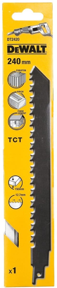 DeWALT DT2420 Reciprozaagblad cellentbeton, rode baksteen, Poroton en vezelcementplaten 240 mm