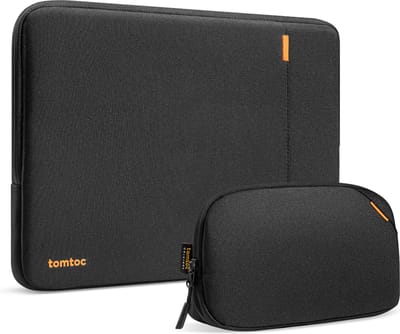Tomtoc - Defender A13 Laptophoes - Sleeve Kit (2-in-1) - Macbook Air/Pro 15" - Zwart - Inclusief accessoire tas/etui