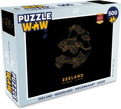 Puzzel Zeeland - Nederland - Wegenkaart - Goud - Legpuzzel - Puzzel 500 stukjes