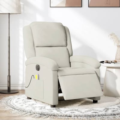 vidaXL - Massagestoel - elektrisch - verstelbaar - fluweel - crèmekleurig