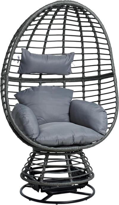 Schommelstoel Polyrotan - Fauteuil Relaxstoel - Buiten Ontspannen - 360 Graden Draaibaar - 150 cm Hoog - Antraciet