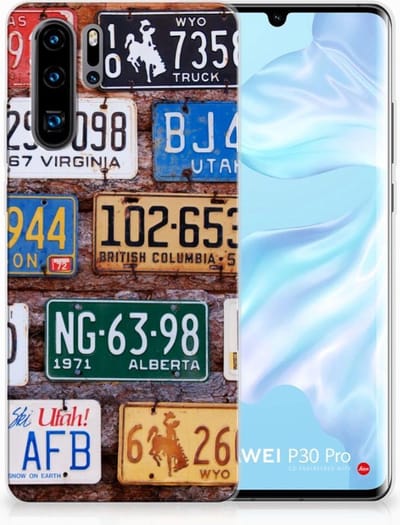 Huawei P30 Pro Siliconen Hoesje met foto Kentekenplaten