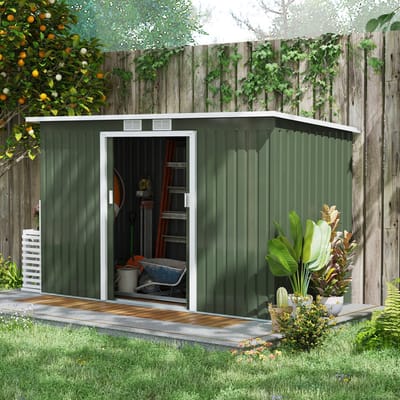 REDOM - Tuinhuis - Schuifdeur En Ventilatieroosters - Voor Buiten - Staal - Lichtgroen - 280 X 130 X 172 Cm