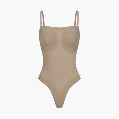 cfab - Strapless corrigerende bodysuit met strikjes - Donkerbeige - XS - Corrigerende Body - Naadlos - corrigerend ondergoed dames
