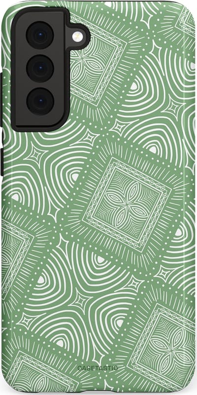 Casetastic Hoesje Geschikt voor Samsung S21 FE - Stijlvolle Beschermende Duo-layer Case - Groene Mandala