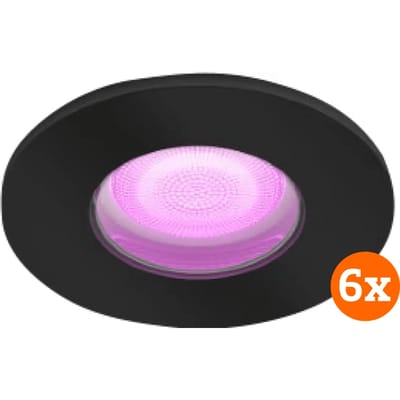 Philips Hue Xamento badkamer inbouwspot White and Color - Zwart - Rond 6-pack