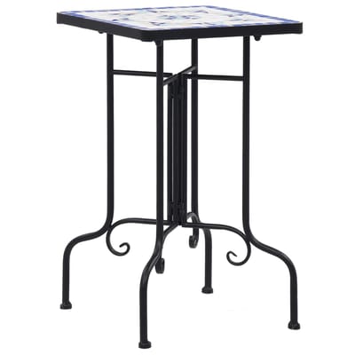 vidaXL - Bijzettafel - mozaïek - keramiek - blauw - en - wit