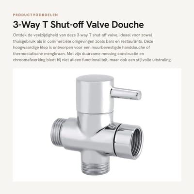 Dailygoods- Afsluitkraan Hoogwaardige G1/2 Inch - 3-Weg Ventiel - Handdouche - Thermostaatkraan - Duurzaam Messing - Eenvoudige Installatie - Douchekraan