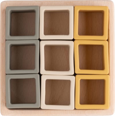 Baby's Only Houten vormenpuzzel met siliconen blokken - Baby puzzel - Baby speelgoed - Earth - Baby cadeau