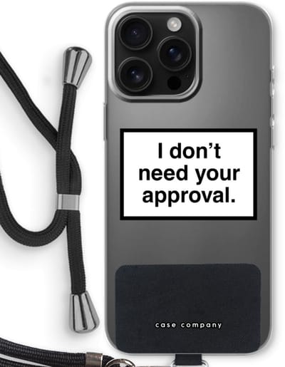 Case Company® - Hoesje met koord geschikt voor iPhone 16 Pro Max hoesje met Koord - Don't need approval - Telefoonhoesje met Zwart Koord - Bescherming aan alle Kanten en Over de Schermrand