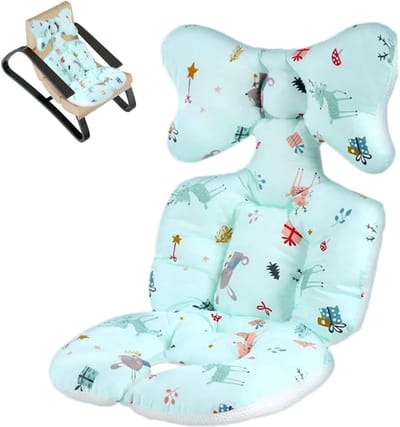 Baby Zitkussen - Kinderwagen Inzet - Comfortabel Reizen - Dubbelzijdig Ontwerp - 68 x 34 cm - Groenblauw