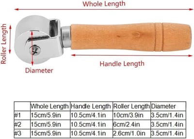 Houten Handvat Leder Drukrol Leder Lijmrol Metalen Rol 100mm Zilvertint