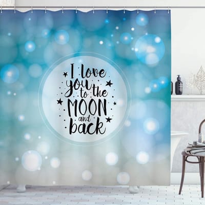 ABAKUHAUS Liefde Douchegordijn – turkoois beige zwart 175×220 cm