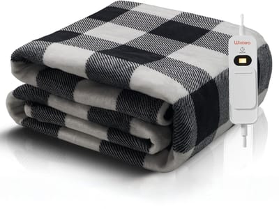 Elektrische Deken 180 × 130 cm – Pluche Fleece Warmtedeken – 3 Warmtestanden – Timerfunctie – Wasmachinebestendig – Geruit