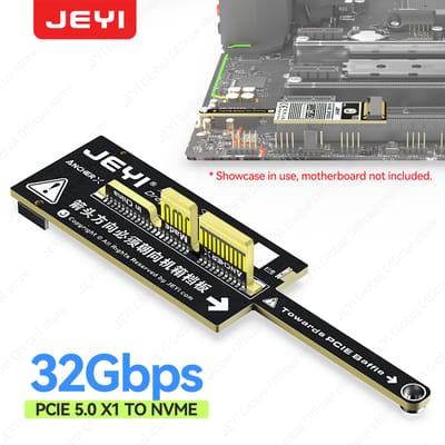 JEYI Flat PCIe 5.0 X1 naar NVMe-adapterkaart 128 Gbps Geen GPU-obstructie Compact mini-ontwerp voor M-Key NVMe SSD PCIe X1/X4/X8/X16