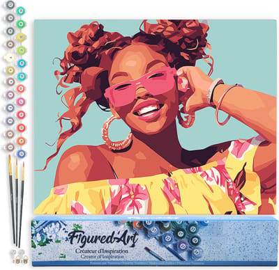 Figured'Art Schilderen op Nummer Volwassenen canvas Heldere lach- Handwerk acrylverf Kit DIY Compleet - 40x50cm zonder frame