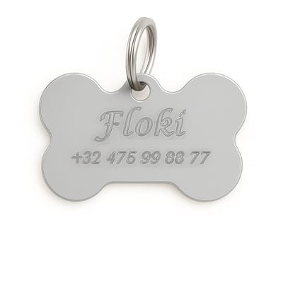 Lovelockers® | Hondenpenning inclusief graveren | Gegraveerde Penning Bot | Zilver | maat L 38 x 26 mm | incl 2 regels gravering | Luxe honden penning