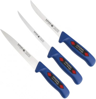 Eikaso Solingen 3-delige vismessenset – Flexibele lemmeten – Ergonomische handvatten – Blauw