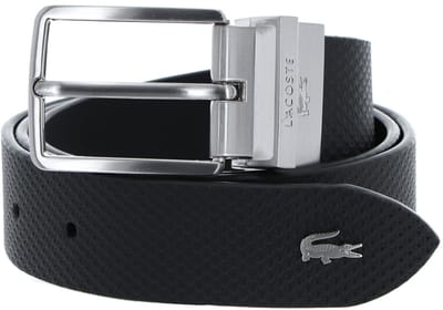LACOSTE Leren Riem Casual Plain Grained Leather Belt W125 Darkgrey Antraciet