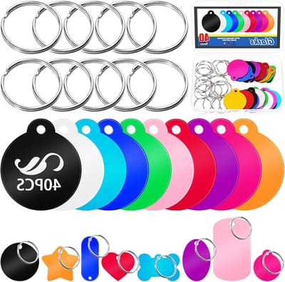 40 Stuks Aluminium Ronde Lasergraveer Tags met Gat, Lege Labels voor Graveren, ID Labels en Stempelen, Multicolor en Perfect voor Ambachten