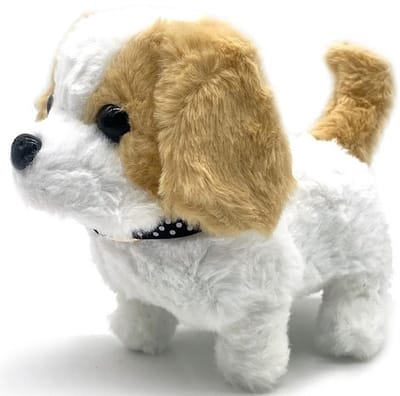 Een schattige en lieve knuffel waar geluid uitkomt! Doe een batterij in het hondje en zet hem neer, dan loopt de hond vanzelf weg! Dit hondje is 15cm hoog. Leuk om voor jezelf te kopen of om cadeau te geven aan iemand.