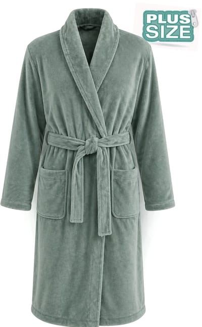 Grote maten badjas unisex - sjaalkraag badjas van fleece - Plus size - badjas heren - badjas dames - groen 3XL/4XL