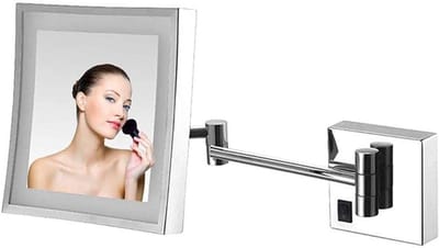 Verlichte Make-up Spiegel - Wandspiegel Vergrootglas - Make-up Aanbrengen - 3x Vergroting - 205x202mm - Chroom