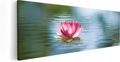 Artaza Canvas Schilderij Waterlelie - 90x30 cm - Wanddecoratie Bloemen - Muurdecoratie Vijver - Schilderijen Op Canvas
