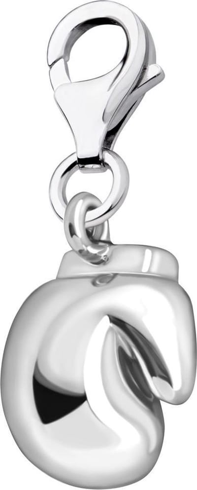 Quiges – Charm – Hanger - 3D Boks Handschoen - Verzilverd - karabijnslot - geschikt - voor - Bedelarmband - QHC112
