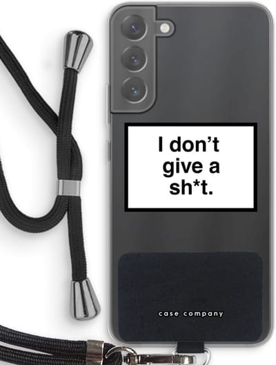 Case Company® - Hoesje met koord geschikt voor Samsung Galaxy S22 Plus hoesje met Koord - Don't give a shit - Telefoonhoesje met Zwart Koord - Bescherming aan alle Kanten en Over de Schermrand