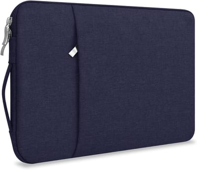 Beschermhoes voor 13 Inch Laptop met Handvat - Canvas Tas voor Studenten en Kantoor, Duurzaam en Stijlvol (Donkerblauw)