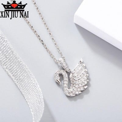 Nieuwe aankomst S925 Sterling Zilver 5a Zirkoon Super Glanzende Frisse Schattige Wind Zwaan - Vormige Vrouwelijke Geld Hanger white