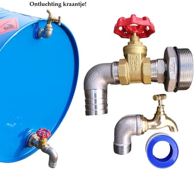200liter - olievat - kraan - R.V.S - messing - 1 inch - 32mm - DN25
