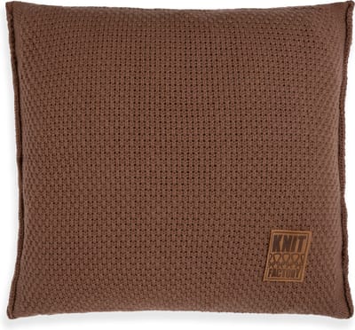Knit Factory Jesse Sierkussen - Vierkant kussen - Kussen woonkamer - Bank kussen - Decoratie kussen - Tobacco - 50x50 cm - Kussenhoes inclusief kussenvulling
