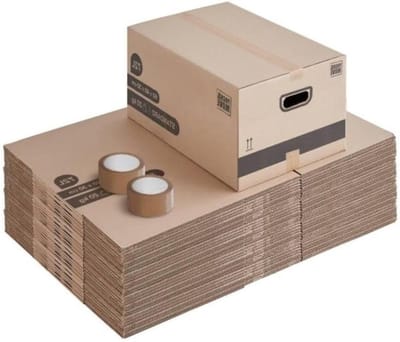 Verhuisdozen Set - Verhuisboxen Opslag - Spullen Verhuizen - Versterkte Handgrepen - 60x40x30 cm - Bruin