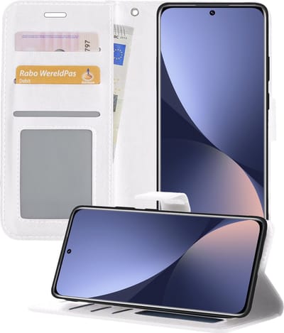 Hoesje - Geschikt voor Xiaomi 12X - Luxe Bookcase - Walletcase Hoes - Portemonnee - Cover - Telefoonhoes - Wit