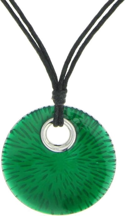 Behave - Ketting met ronde hanger en patroon, nikkelvrij - Trendy modeaccessoire in groen - 40 cm + 8 cm verlengketting