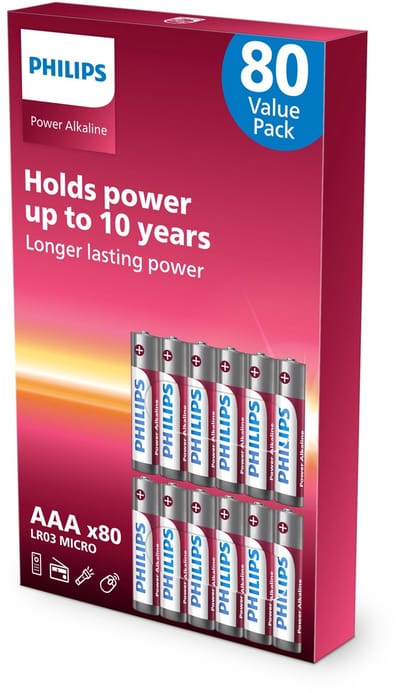Philips Power Alkaline - AAA Batterijen - 80 stuks