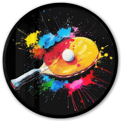 Poster in lijst Rond - Fotolijst 40x40 cm - Posters - Graffiti - Sport - Tafeltennis - Verf - Ronde posterlijst zwart - Decoratie - Wanddecoratie woonkamer - Muurdecoratie slaapkamer