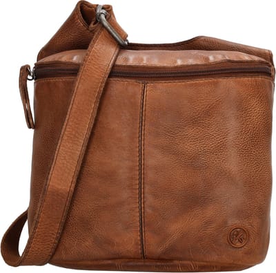 Hide & Stitches Paint Rock Crossbody Schoudertas - Ritsvakken - Leren Dames Tas - Cognac