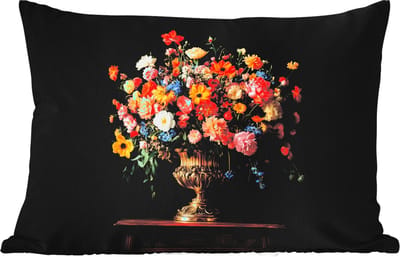 Buitenkussens - Goud - Bloemen - Kleuren - Vaas - 60x40 cm - Weerbestendig