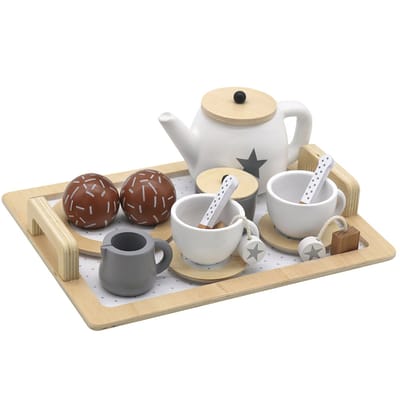 Maxx Kidz Houten Theeservies voor Kinderen - Thee Setje Speelgoed - Keuken en Kookgerei Speelservies - Keukenspeelgoed Serviesje Peuters - Theeserviesje Hout