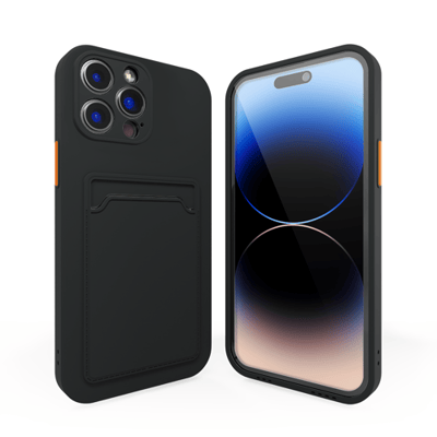 Backcover hoesje met pashouder - Geschikt voor iPhone 12 Pro hoesje - Pasjeshouder shockproof case - Ruimte voor pasjes - Siliconen hoesje donkerblauw / blauw
