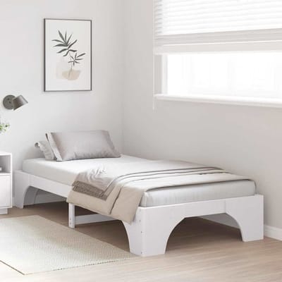 vidaXL - Bedframe - Wit - 100 - x - 200 - cm - Massief - grenenhout