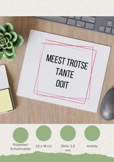 Akyol - meest trotse tante ooit Muismat - Tante - trotse tante - verjaardagscadeau - verjaardag - cadeau - cadeautje voor tante - tante artikelen - kado - geschenk - gift - 23 bij 19 cm