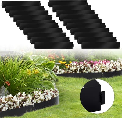 Metalen Gazonrand - Bloembed Omranding - Tuin Afscheiding - Flexibel Buigbaar - 20m Lengte 15cm Hoogte - Zwart